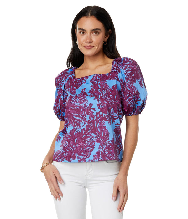 Lilly Pulitzer Torrey Short Sleeve Stretch Abaco Blue Feel Like A Shellebrity 2