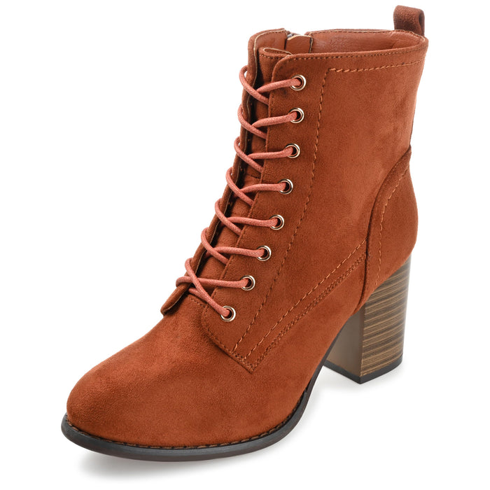 Journee Collection Women's Baylor Lace Up Stacked Heel Booties