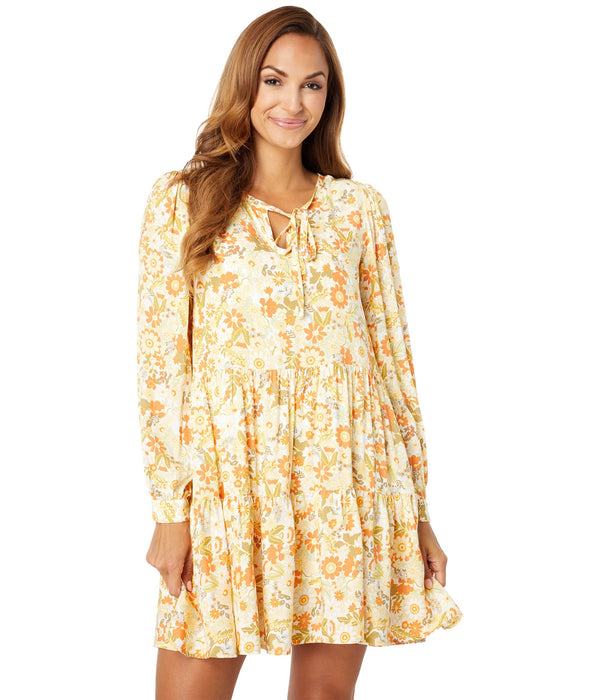 LOST + WANDER Prairie Rose Mini Dress Orange Yellow Floral XS