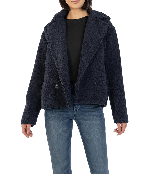 KUT from the Kloth Emaline Double-Breasted Sherpa Coat Navy XL