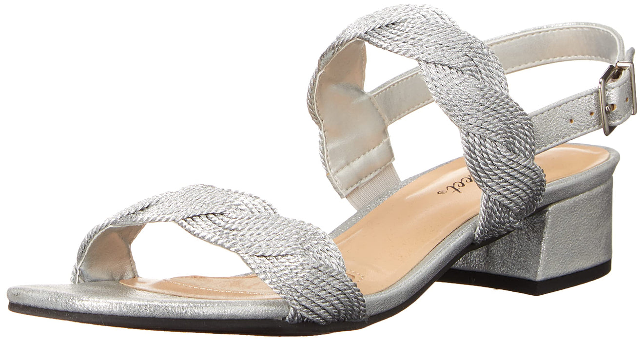 Easy Street Women's Charee Block Heel Sandal Heeled, Beige Woven, 8