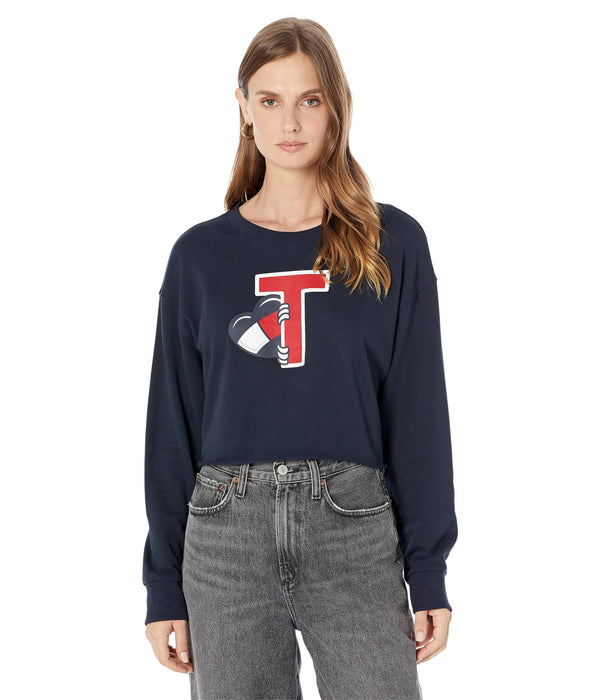 Tommy Jeans Peaking Heart Crop Pullover Sky Captain XL