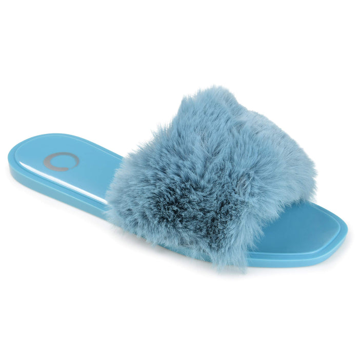 Journee Womens Dusk Faux Fur Jelly Slide