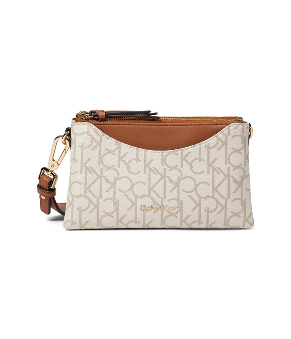 Calvin Klein Chrome Signature Crossbody Vanilla/Khaki/Caramel/White One Size