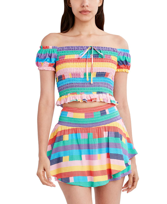 BCBG Smocked Top V1VX1T29 Playful Stripe LG (US 12)