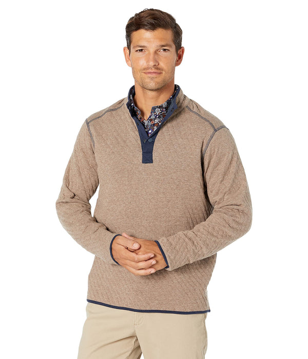 Johnston & Murphy Reversible 1/4 Snap Navy Heather/Light Brown 2XL