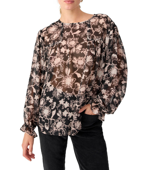 Sanctuary Ruffle Moment Blouse Midnight Ivy SM (US 4-6)