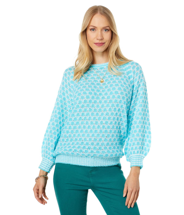 Lilly Pulitzer Corabelle Sweater Turquoise Shore Honeycomb XXS