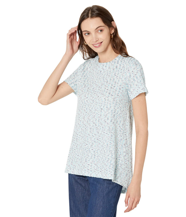 Bobeau Short Sleeve Swing Top Aqua Space Dye LG