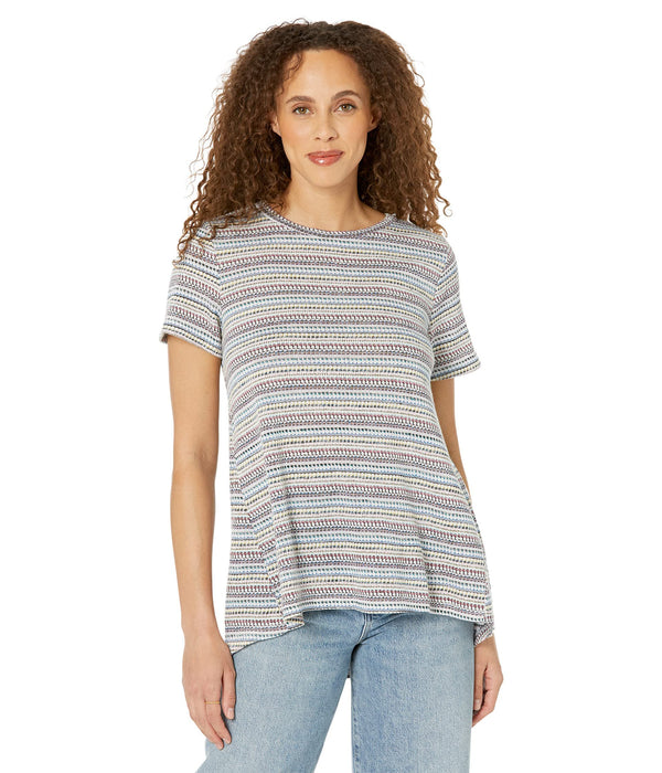 Bobeau Short Sleeve Swing Top Multicolor Stripe MD