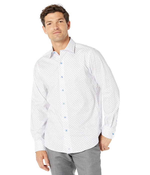 David Donahue Fusion Shirt White/Berry 15.5 x 34.5