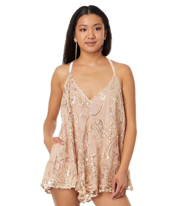 Free People Swingin It Romper Champagne Combo SM (Womens 4-6)