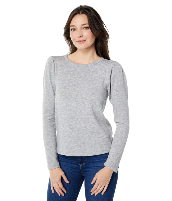 1.STATE Puff Long Sleeve Crewneck Top Silver Heather LG