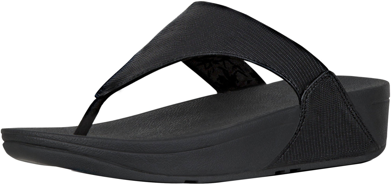 FitFlop Women's Lulu Toe-Post Leather Flip-Flop Sandal, Black, 6