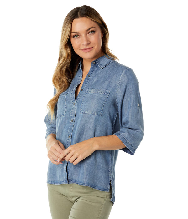 Lisette L Montreal Joanie Denim Button Front Blouse Denim Blue XS