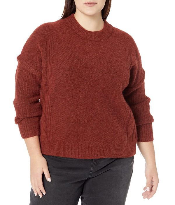 Madewell Plus Kiawah Cable Crew Heather Auburn 1X