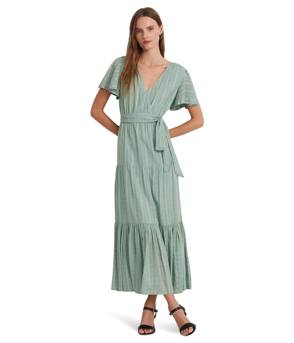 LAUREN Ralph Lauren Shadow-Gingham Belted Cotton-Blend Dress Soft Laurel 10