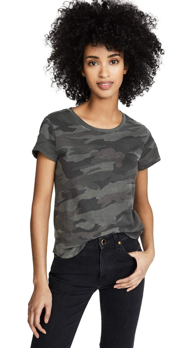 Splendid Abbie Camo Crew Tee Vintage Olive Branch XXS (Womens 00-0)