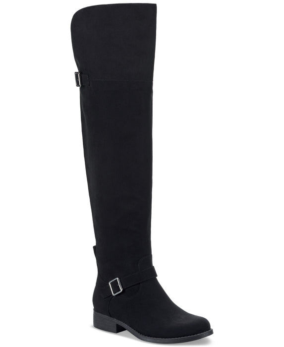 Sun + Stone Women's Anyaa Over-the-Knee Boots, Created for Macy's - Black Micro