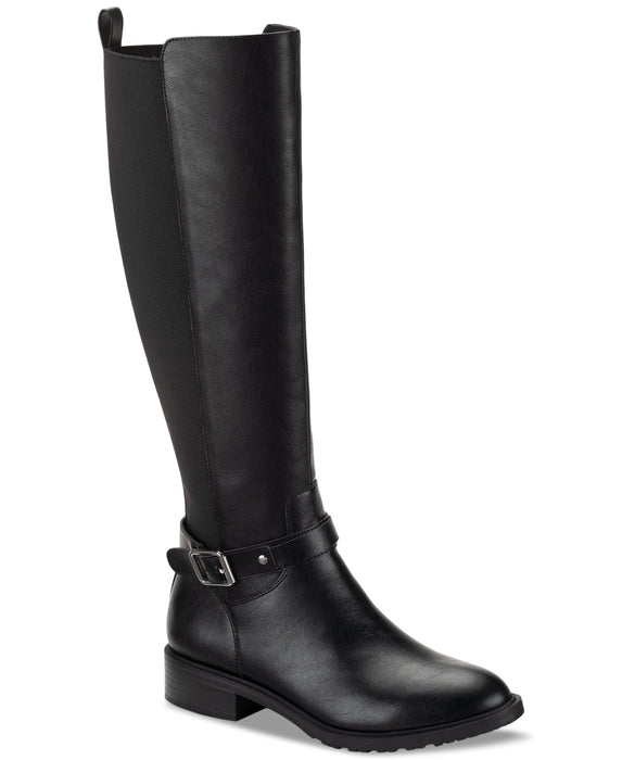 Style & Co Women's Charlaa Buckled Over-the-Knee Boots, Created for Macy's - Black Smooth