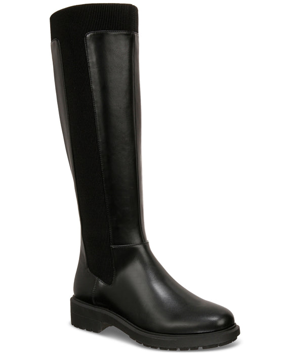 Alfani Women's Tamira Pull-On Riding Boots, Black Smooth, 7.5