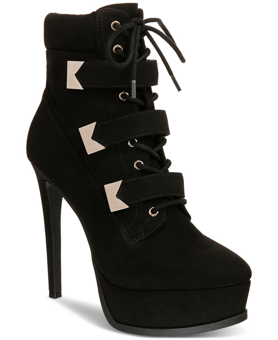 Thalia Sodi Women's Sasha Lace-up Platform Dress Booties - Black Microsuede