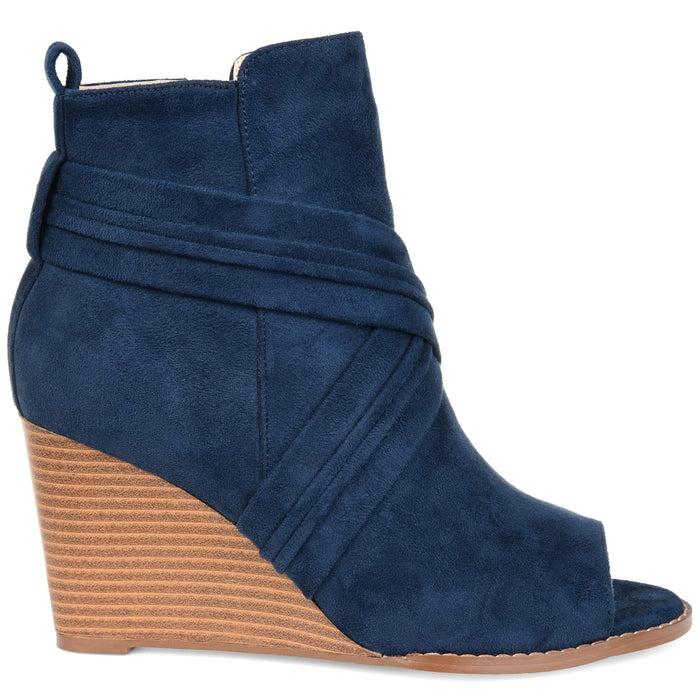 Brinley Co Women's Sabeena Wedge Booties, Blue, 8.5