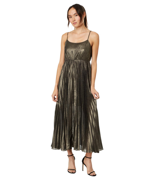Lucky Brand Pleated Party Midi Dress Gold XL (US 12-14)