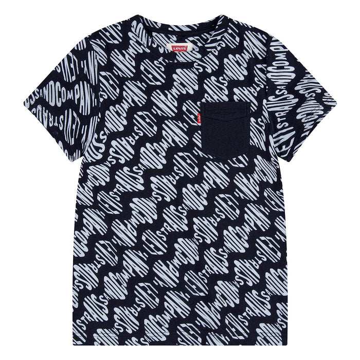 Levis Boys Short Sleeve Printed Tee Shirt (Big Kids) Black MD (10-12 Big Kid)