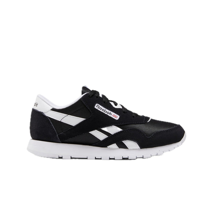 Reebok Mens Classic Nylon Sneaker, Black/White, 5 Big Kid US