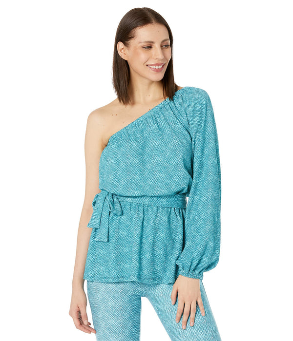 Michael Kors Uroko One Shoulder Tunic Turquoise SM