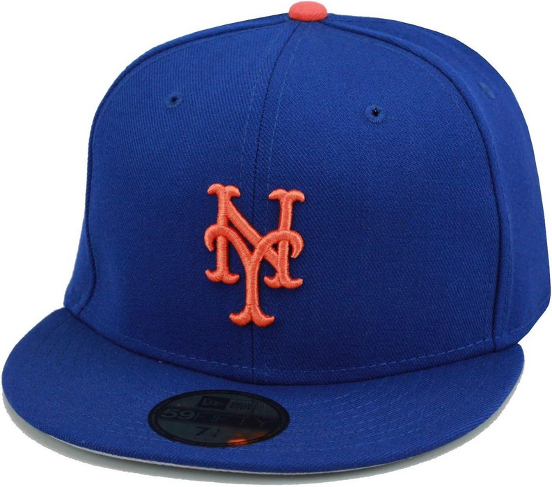 New Era 59Fifty NY Mets Authentic Cap 00-06 Home, Royal/Orange Logo, Grey Bottom