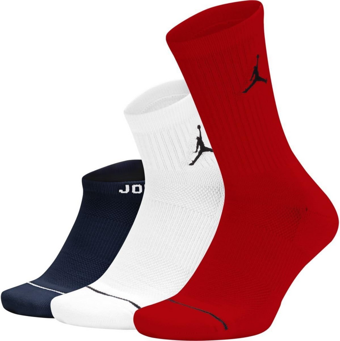 Nike Jordan Waterfall 3p Socks, Black/White/Red, XL