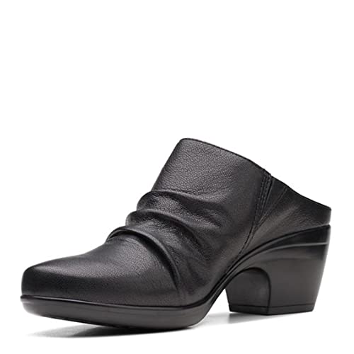 Clarks Women's Emily Charm Mule, Black Leather, 10