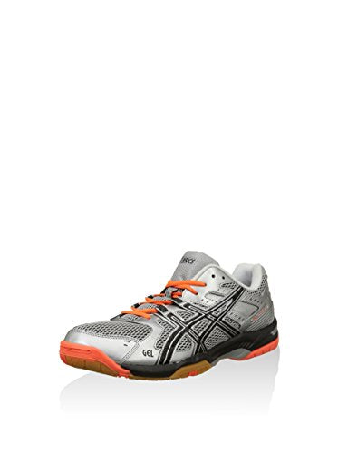 ASICS Men's Gel-Rocket 6 Volleyball Shoe, Grey/Orange, 9 US M