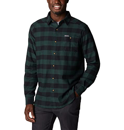 Columbia Men's Cornell Woods Flannel Long Sleeve Shirt, Spruce Buffalo Check, S