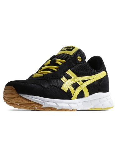 Onitsuka Tiger GS Kids Harandia Running Shoe, Black/Yellow/Black, 6.5 Big Kid US