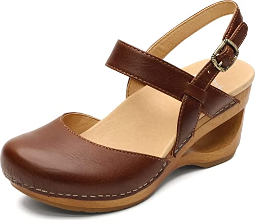 Dansko Women's Taci Tan Wedge Comfort Sandals 9.5-10 M US