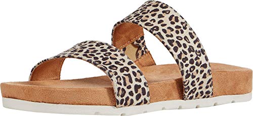 CLIFFS BY WHITE MOUNTAIN TAHLIE Women's Sandal, NATURAL/LEOPARD/SUEDETTE, 6.5 M