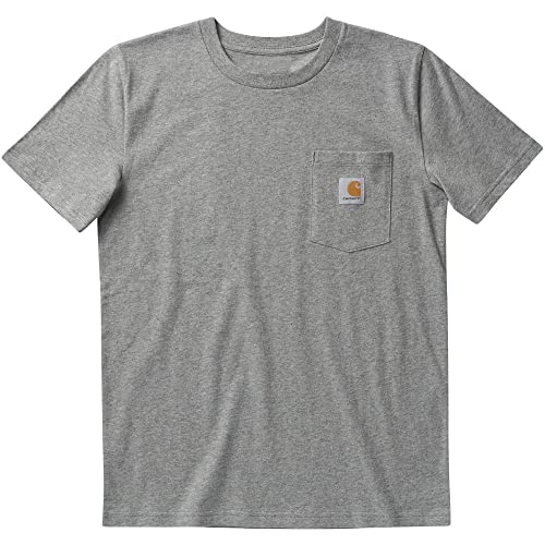 Carhartt boys Short-sleeve Pocket T Shirt, Charcoal Grey Heather, Small US