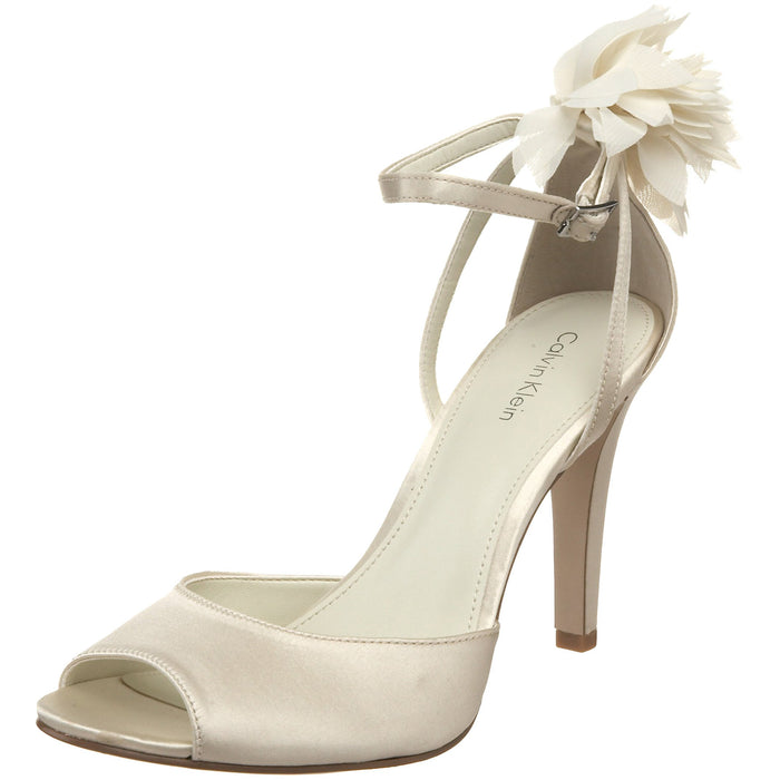 Calvin Klein Women's Oliva Satin, Ivory, 9.5 M US