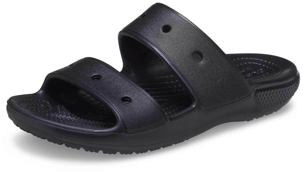 Crocs Unisex Classic Two-Strap Slide Sandals, Black, 12 Women/10 Men